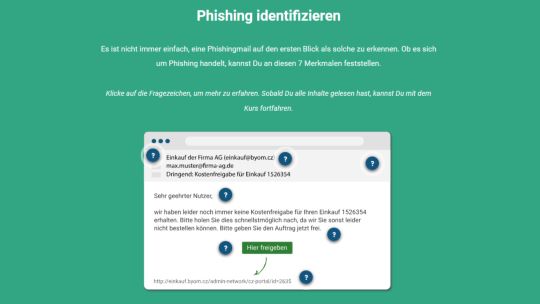 IT-Sicherheit Schulung Screenshot Phishing identifizieren